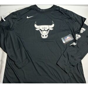 New Nike NBA Chicago Bulls Dri-Fit Black White Pullover Size XLT CU0163-010
